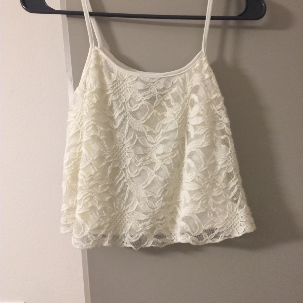 Forever 21 white floral crop top